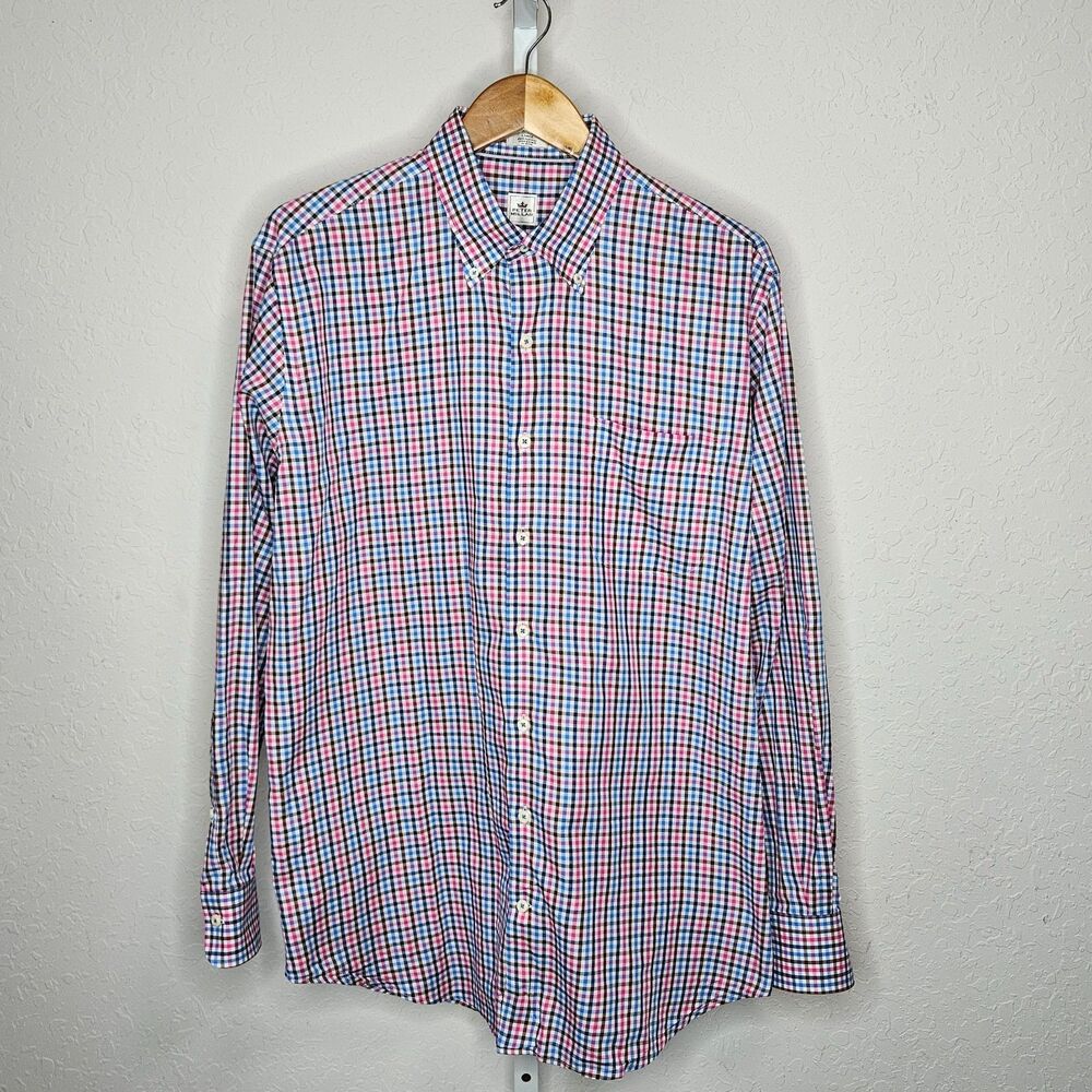 Peter Millar Men’s Button Down Shirt Multicolor Check Long Sleeve Cotton Large